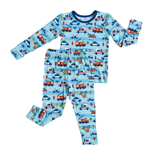Macaron + Me boys rescue vehicle pajamas