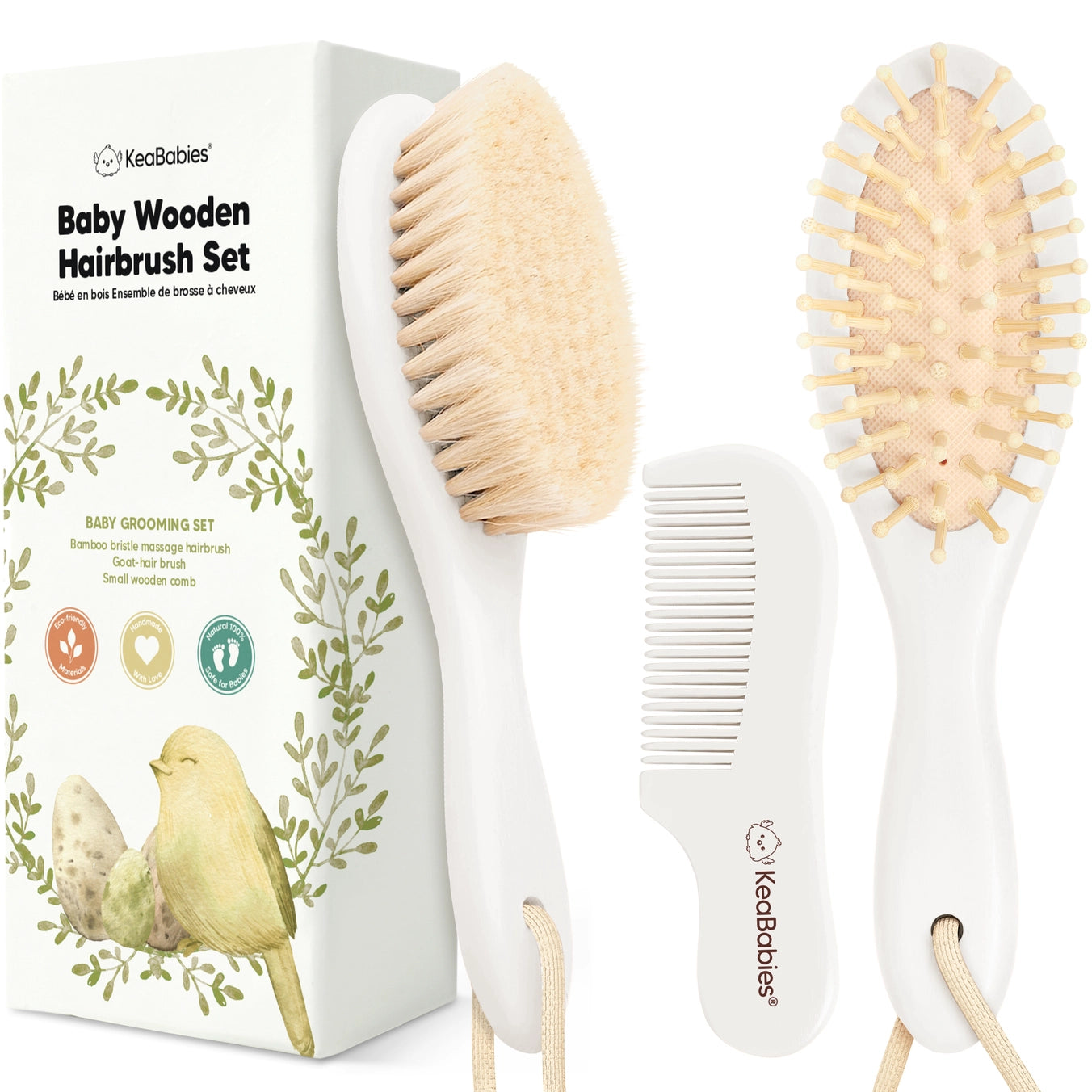 KeaBabies Baby Hair Brush and Comb Set
