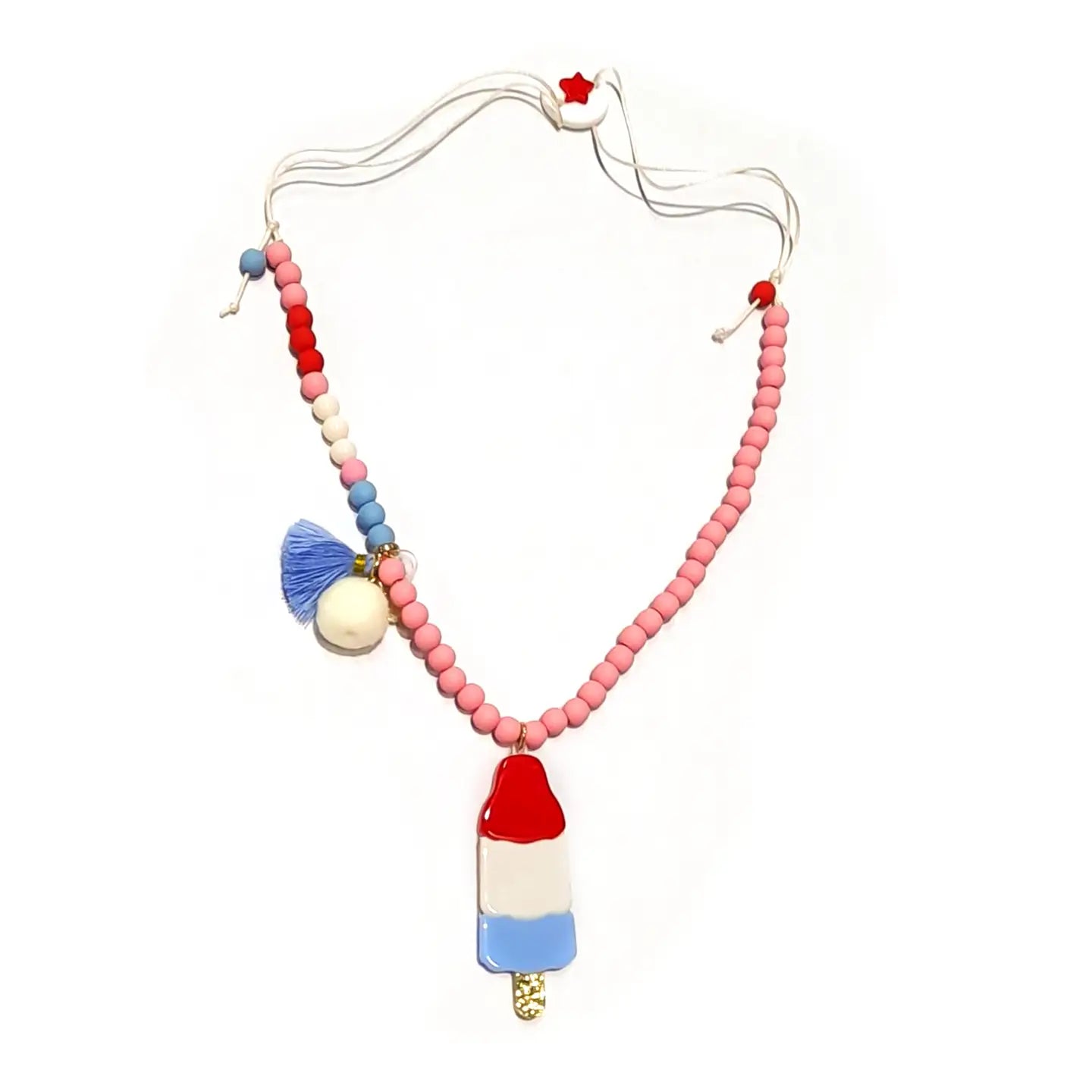 Lilies & Roses NY red, white & blue popsicle necklace