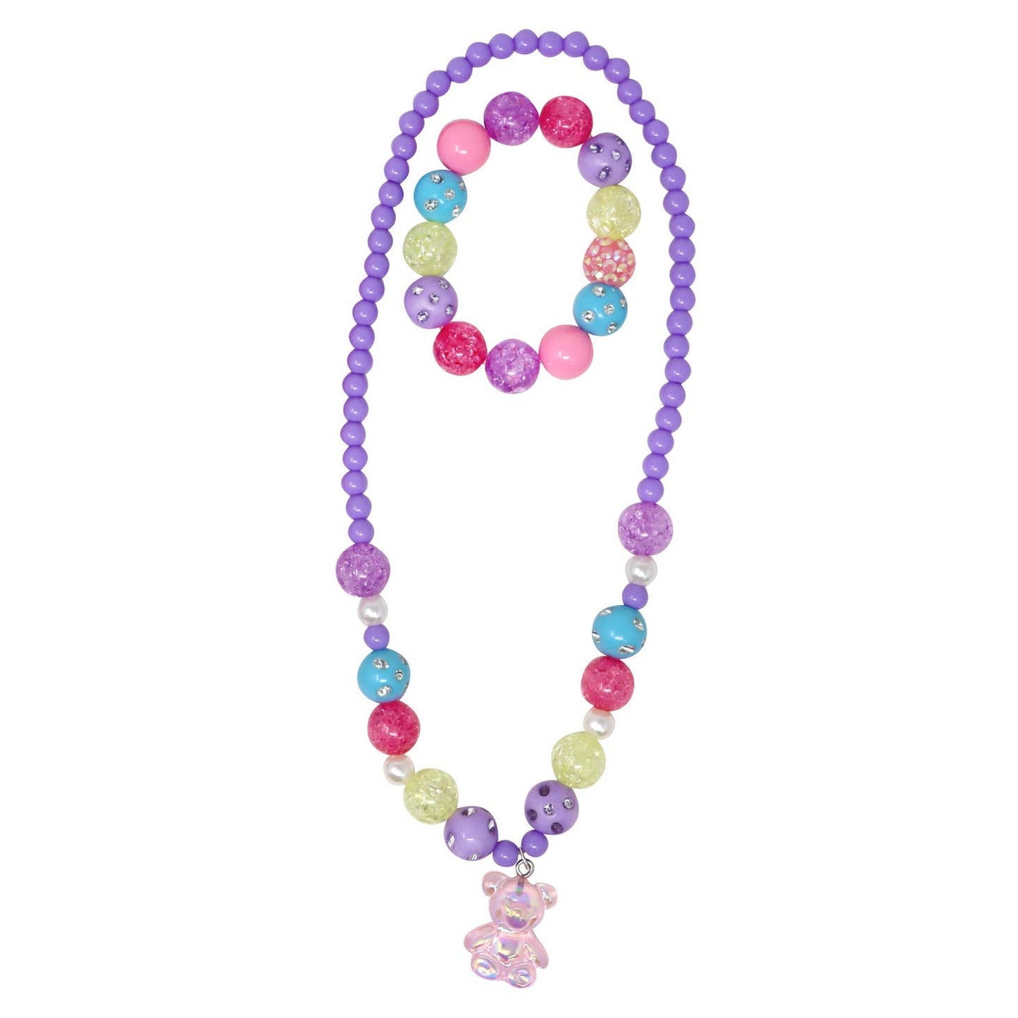 Pink Poppy gummy bear necklace & bracelet set