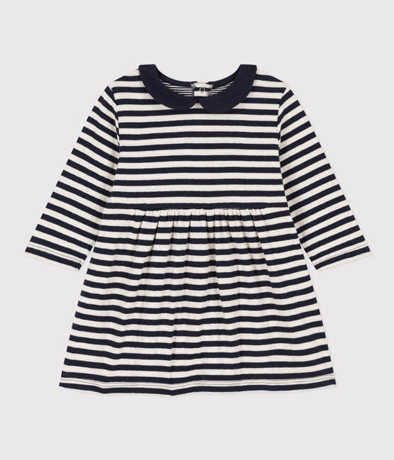 Petit Bateau infant girl striped long sleeve dress