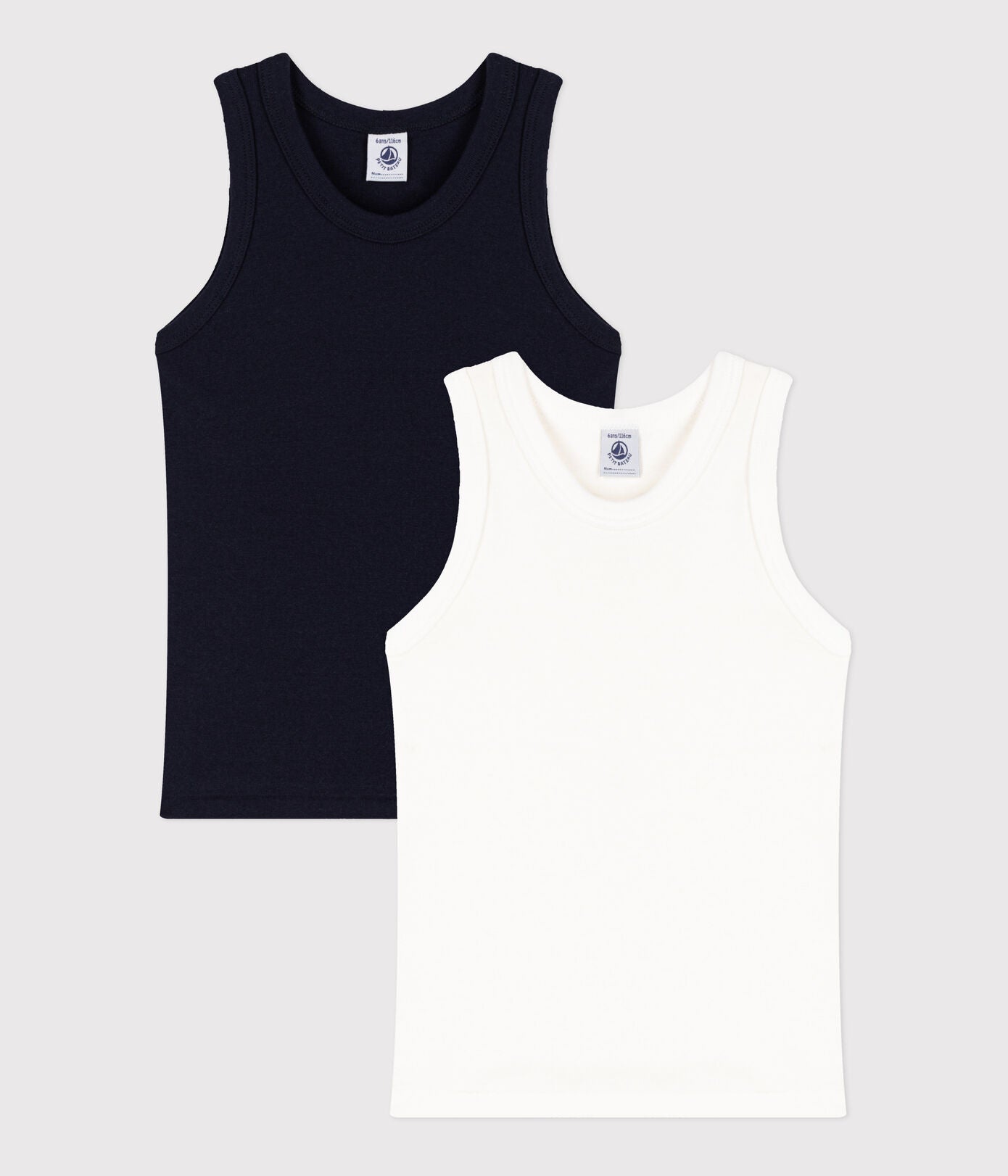 Petit Bateau 2-pack kids solid tank tops