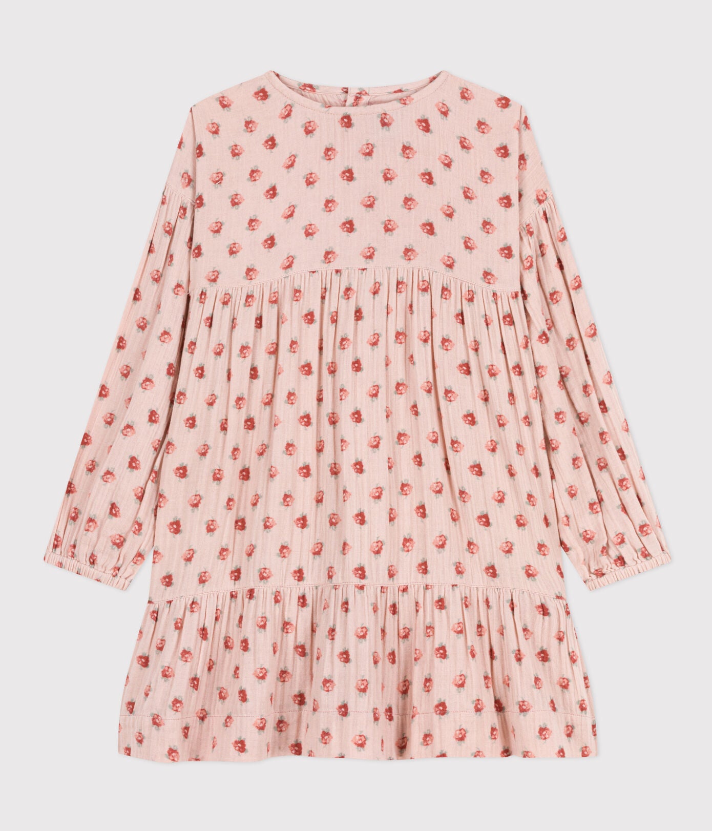 Petit Bateau girls long sleeve gauzy floral dress