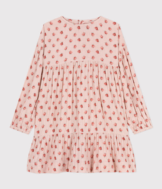 Petit Bateau girls long sleeve gauzy floral dress