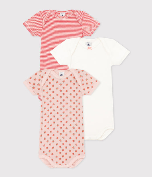 Petit Bateau 3-pack infant girl s/s onesies