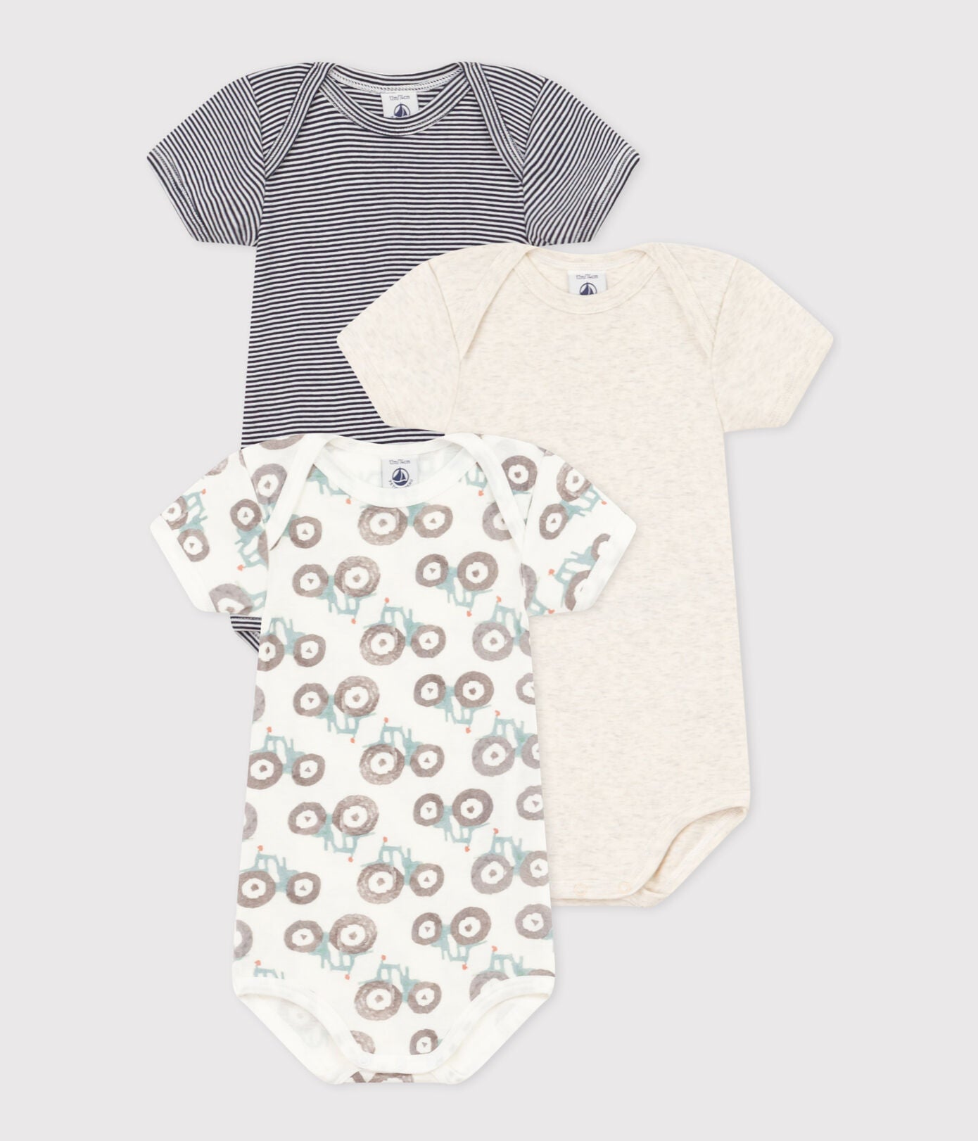 Petit Bateau 3-pack infant boy s/s onesies