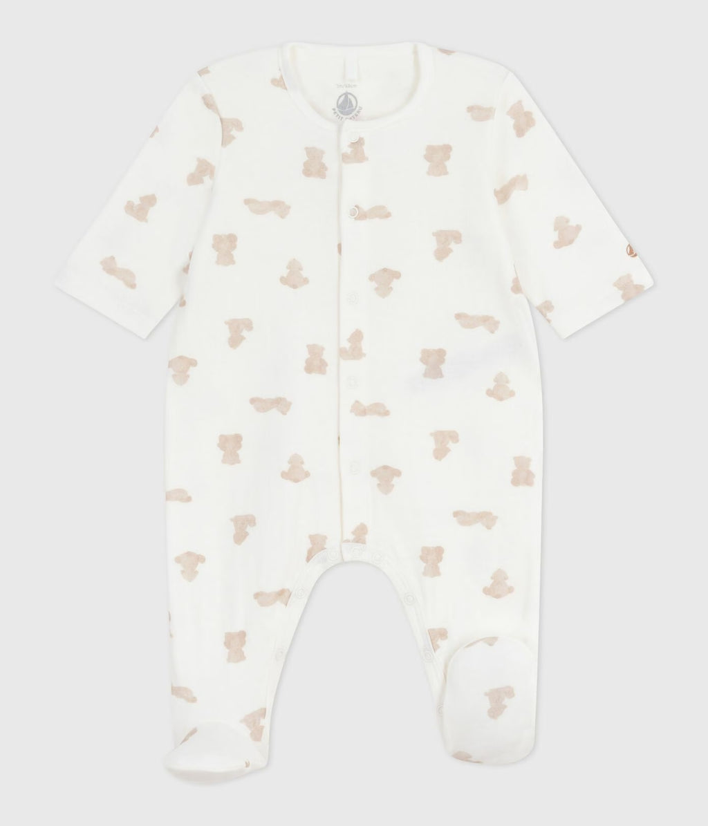 Petit Bateau infant teddy bear print footie