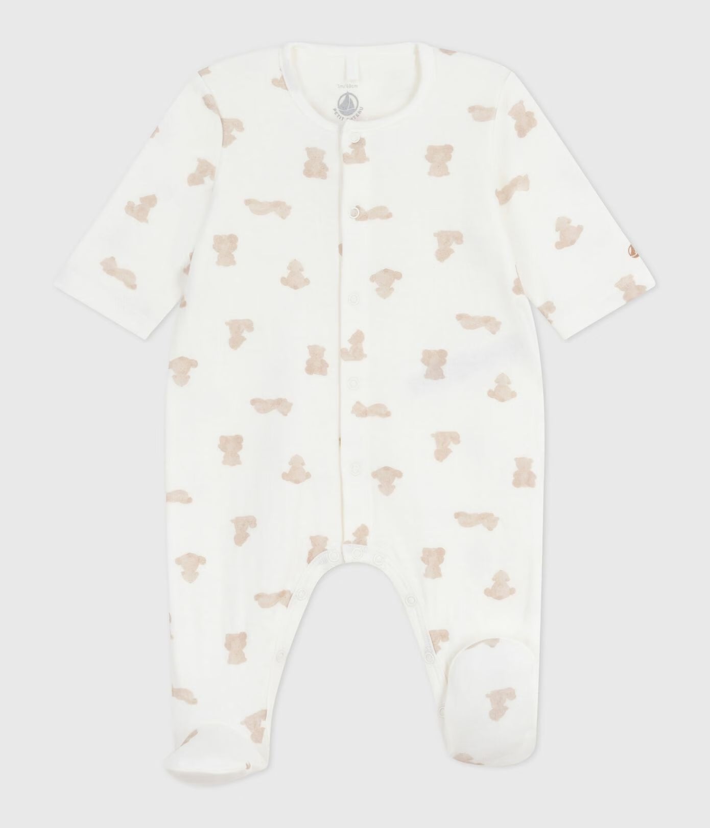 Petit Bateau infant teddy bear print footie