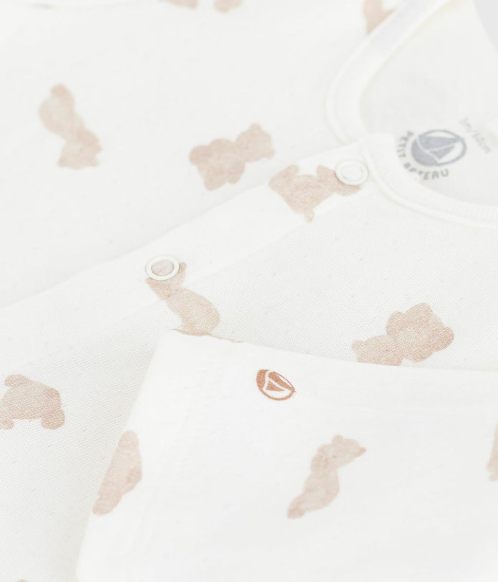 Petit Bateau infant teddy bear print footie