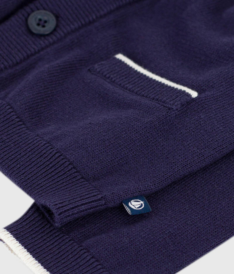 Petit Bateau infant boy front pocket cardigan