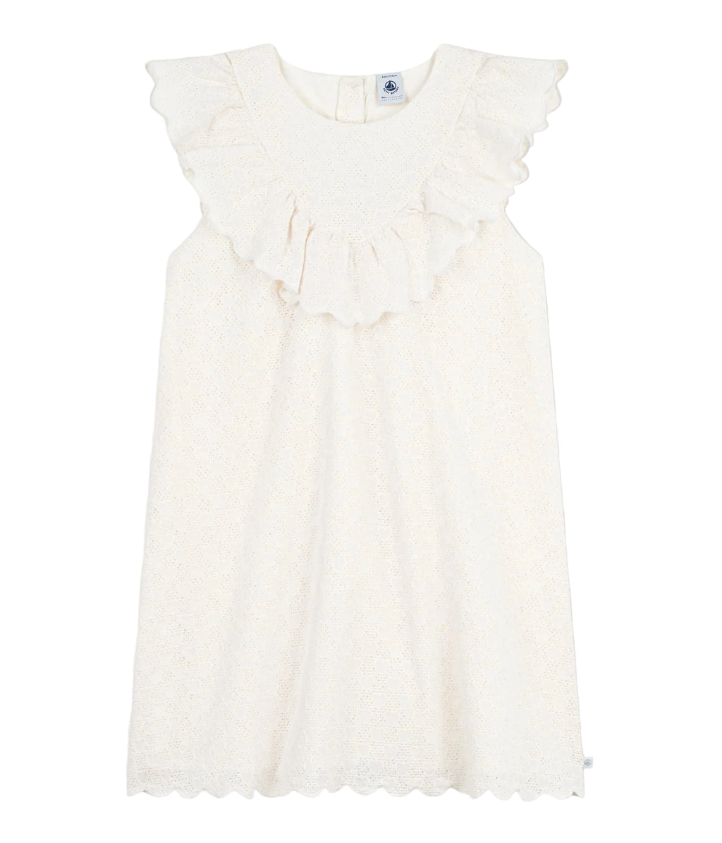 Petit Bateau girls eyelet sleeveless dress