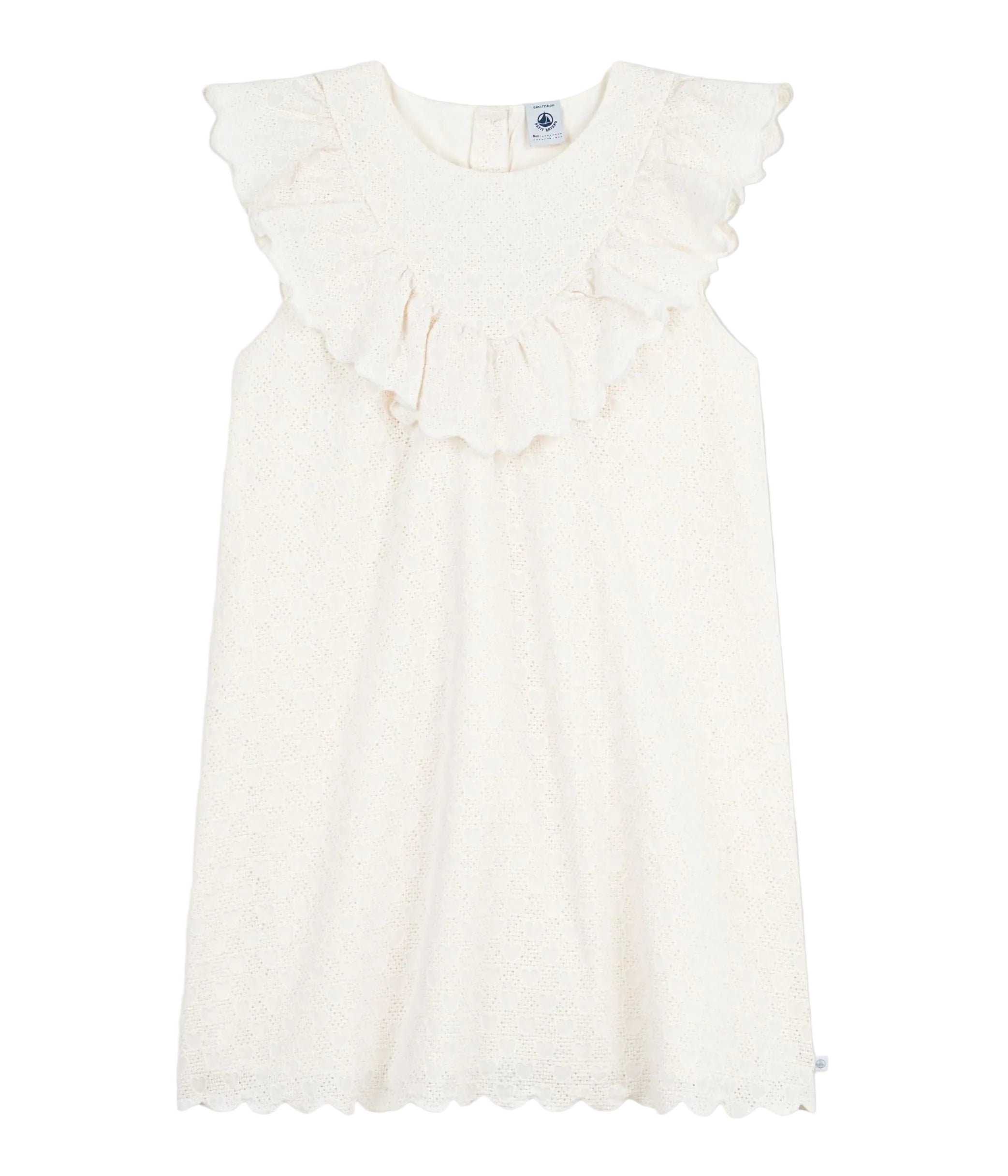 Petit Bateau girls eyelet sleeveless dress