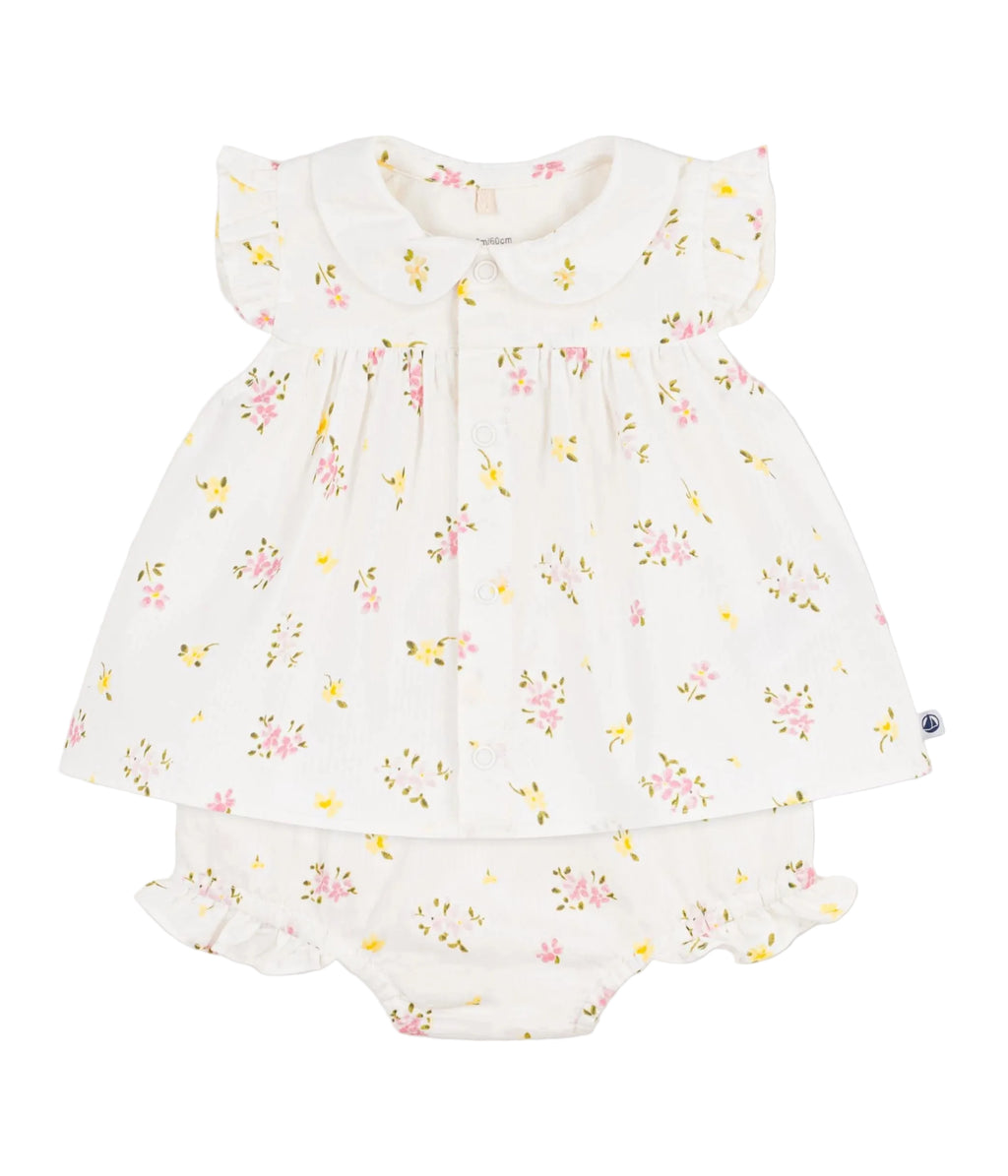 Petit Bateau infant girl floral print tunic with bloomers