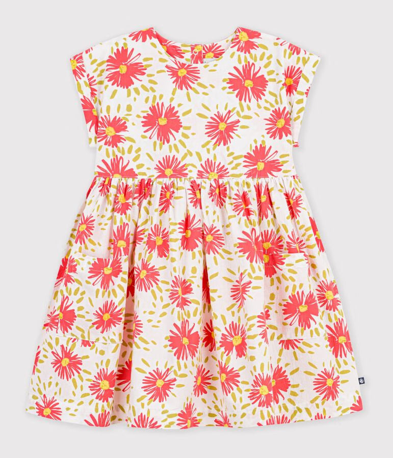 Petit Bateau girls big flowers print dress