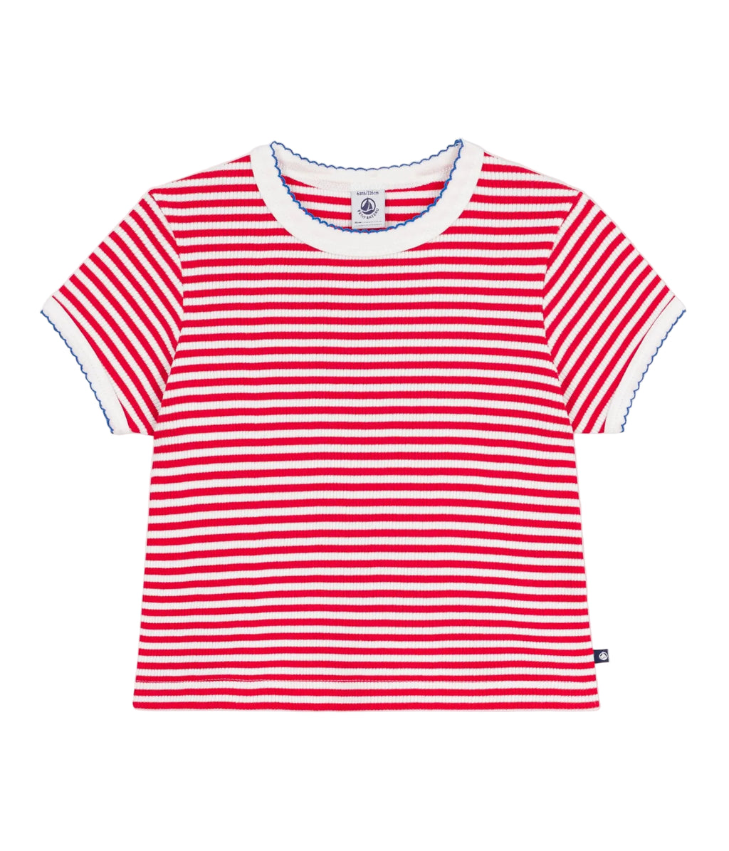Petit Bateau girls stripe ribbed tee