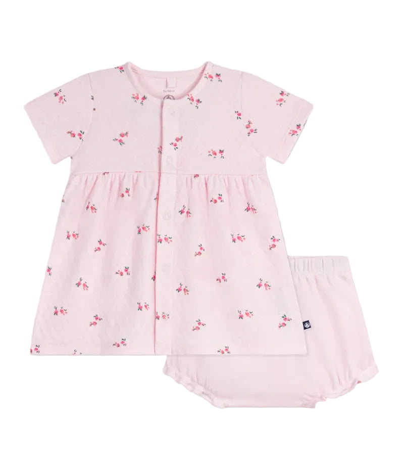 Petit Bateau infant girl short sleeve dress with bloomers