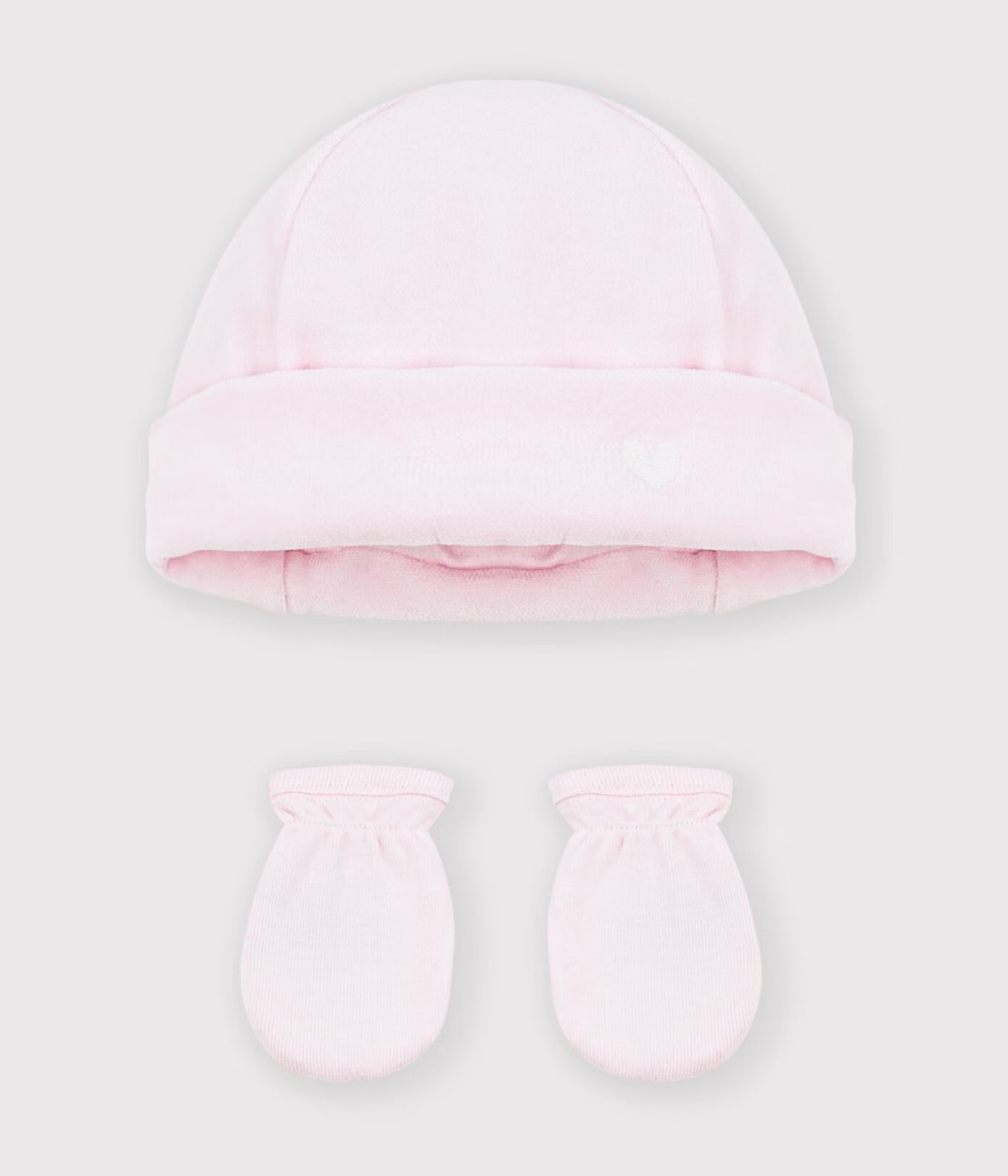 Petit Bateau infant velour hat & mittens set