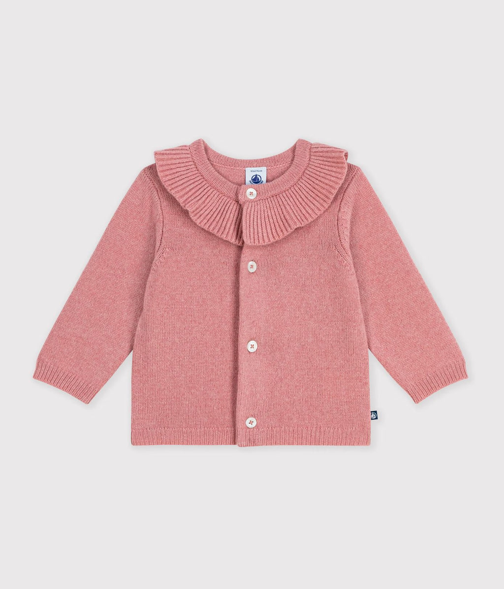 Petit Bateau infant girl ruffle collar cardigan