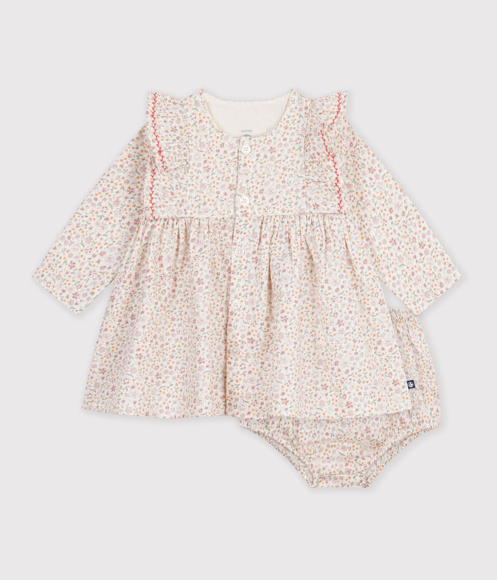 Petit Bateau infant girl floral long sleeve dress & bloomers