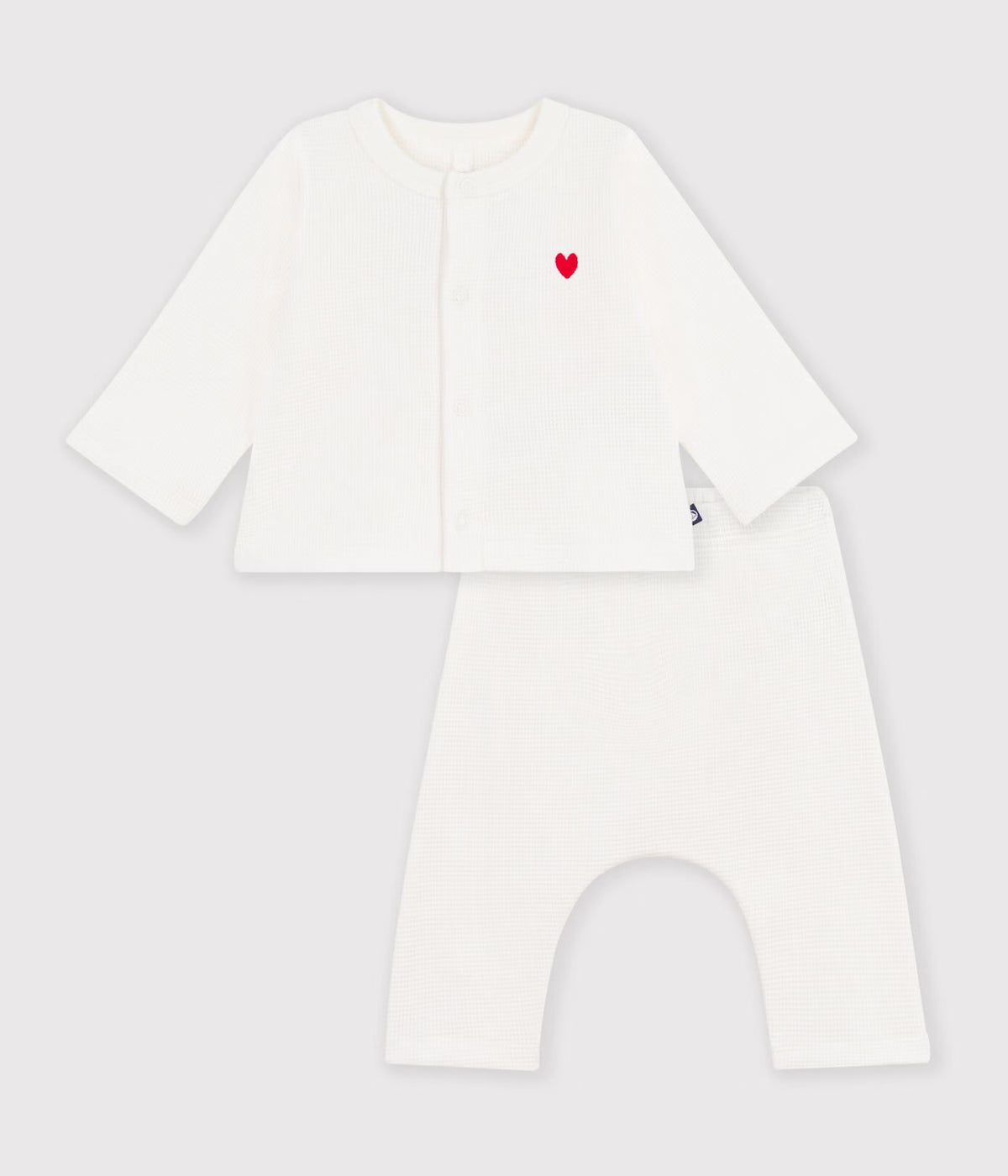 Petit Bateau infant waffle cardigan & pant set
