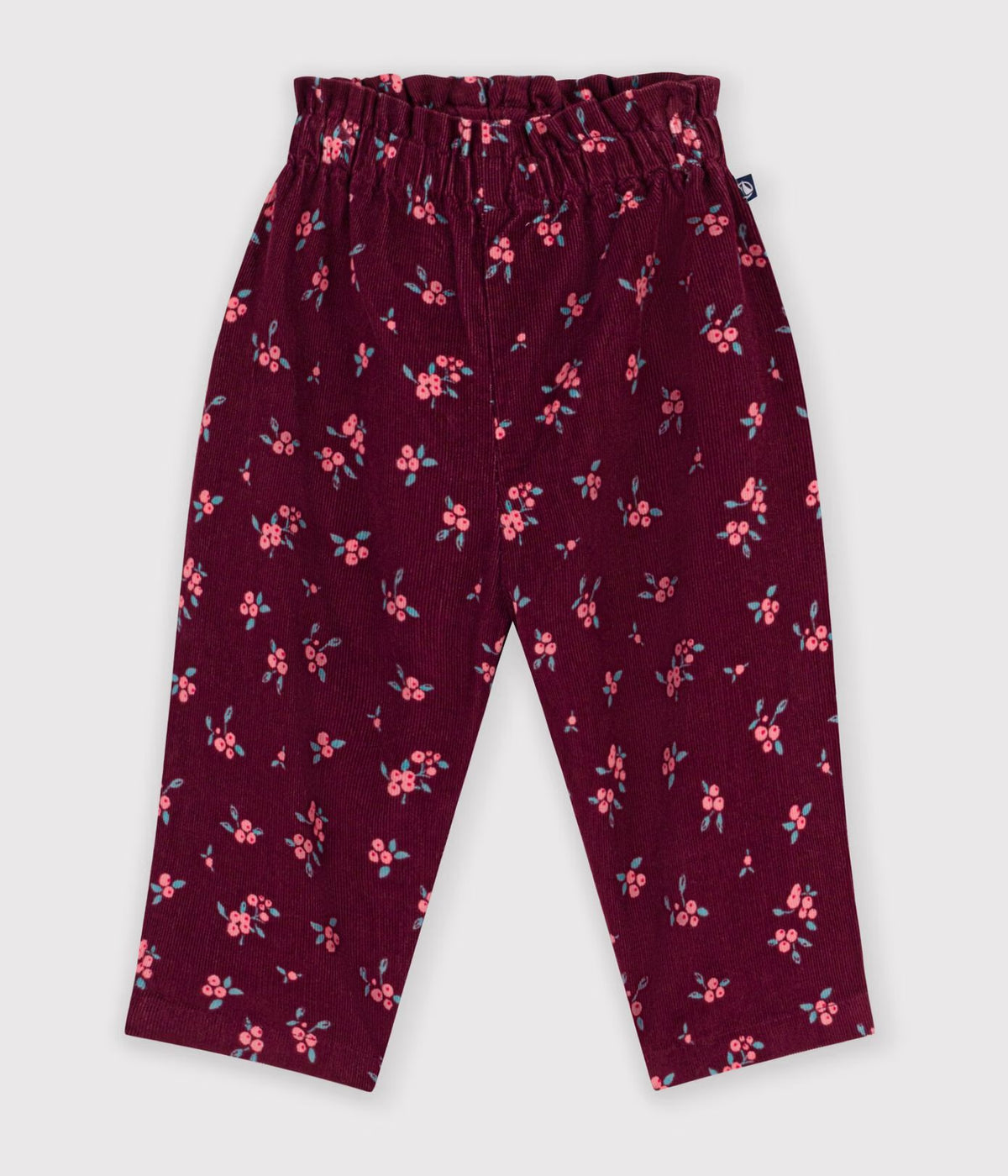 Petit Bateau infant girl flower print corduroy pants