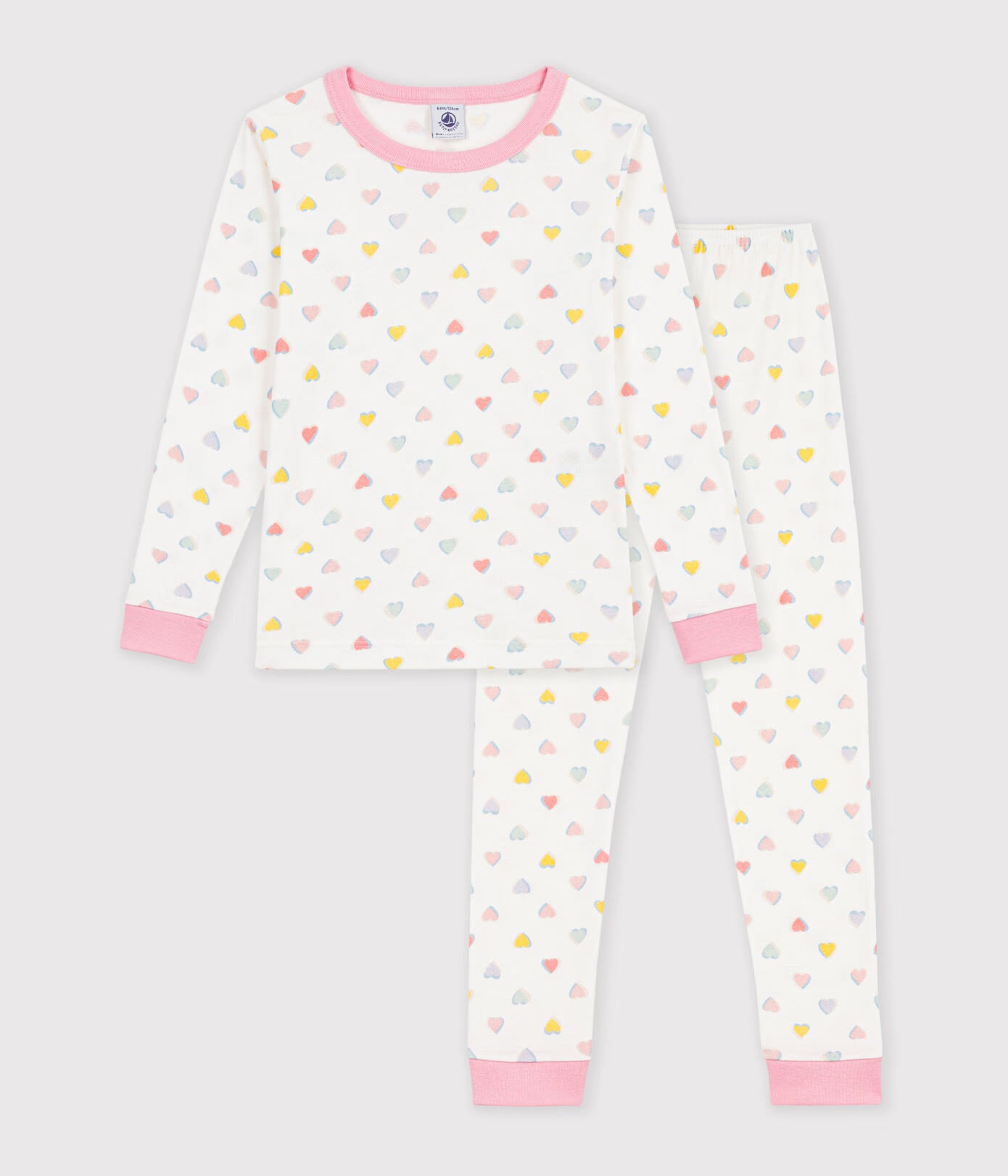 Petit Bateau girls heart print pajamas