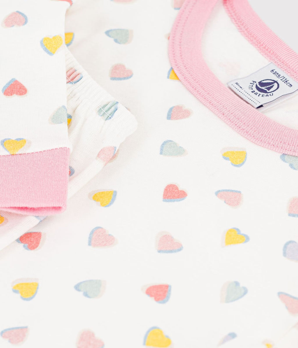 Petit Bateau girls heart print pajamas