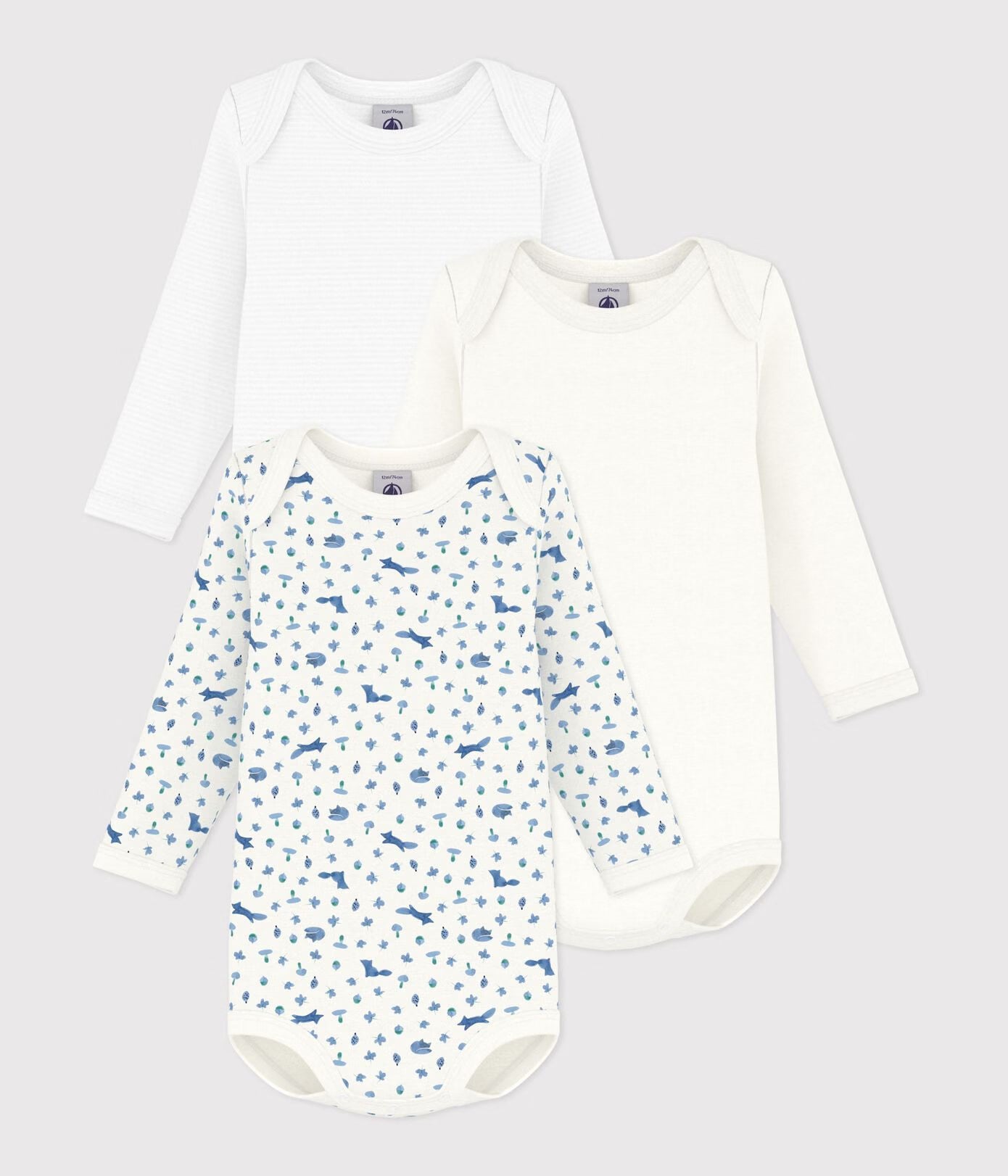 Petit Bateau 3-pack infant long sleeve onesies