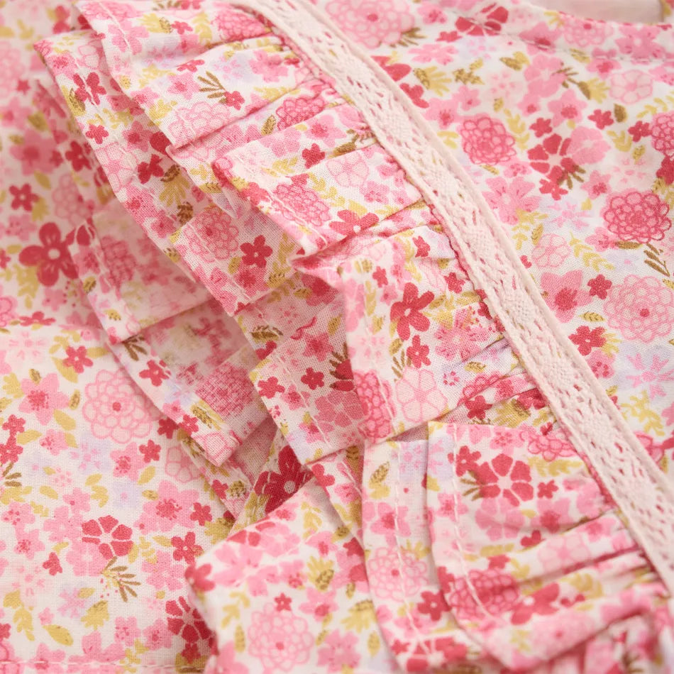 Minymo infant girl floral ruffle dress
