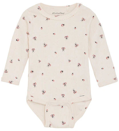 Minymo infant girl ladybug print onesie