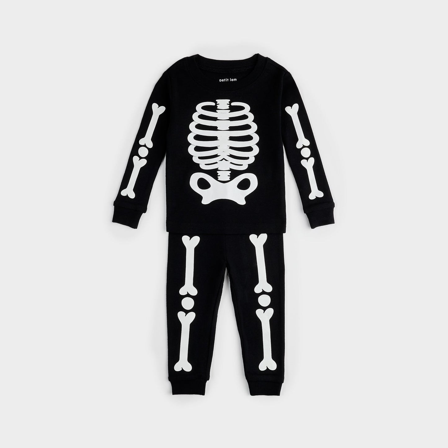 Petit Lem infant & kids glow in the dark skeleton pajamas