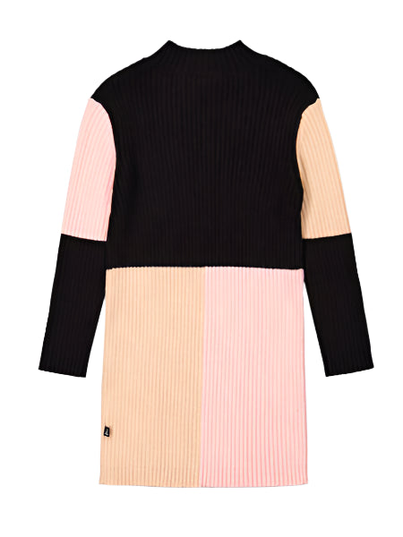 Deux Par Deux girls color block knitted sweater dress