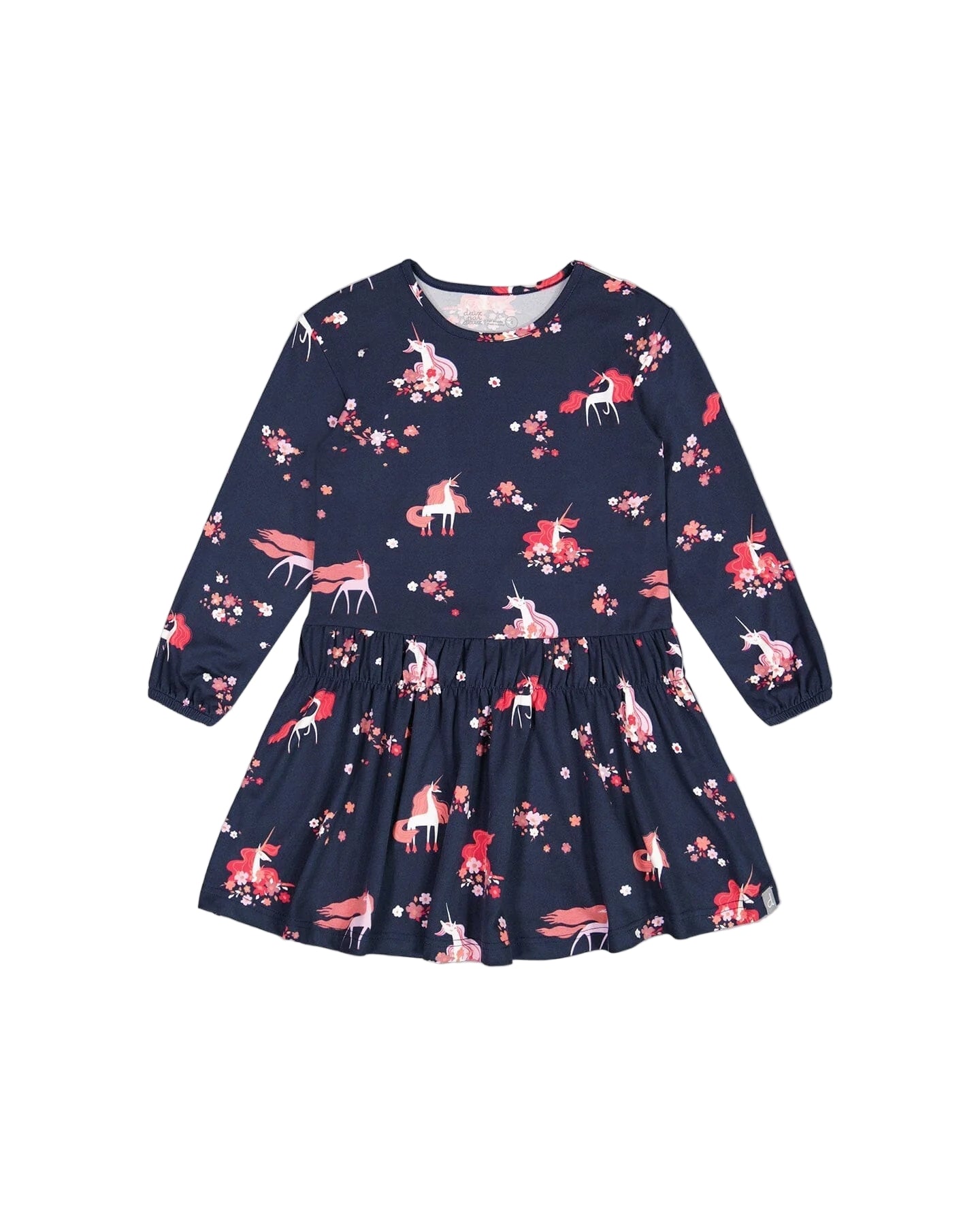 Deux Par Deux girls unicorn print long sleeve dress