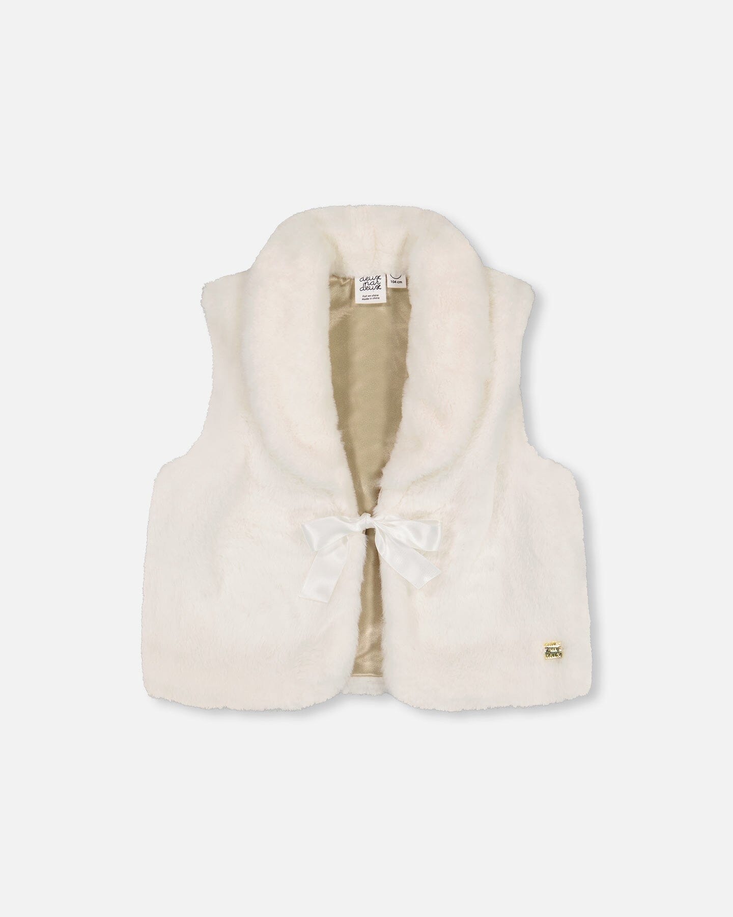 Deux Par Deux girls faux fur shawl collar vest