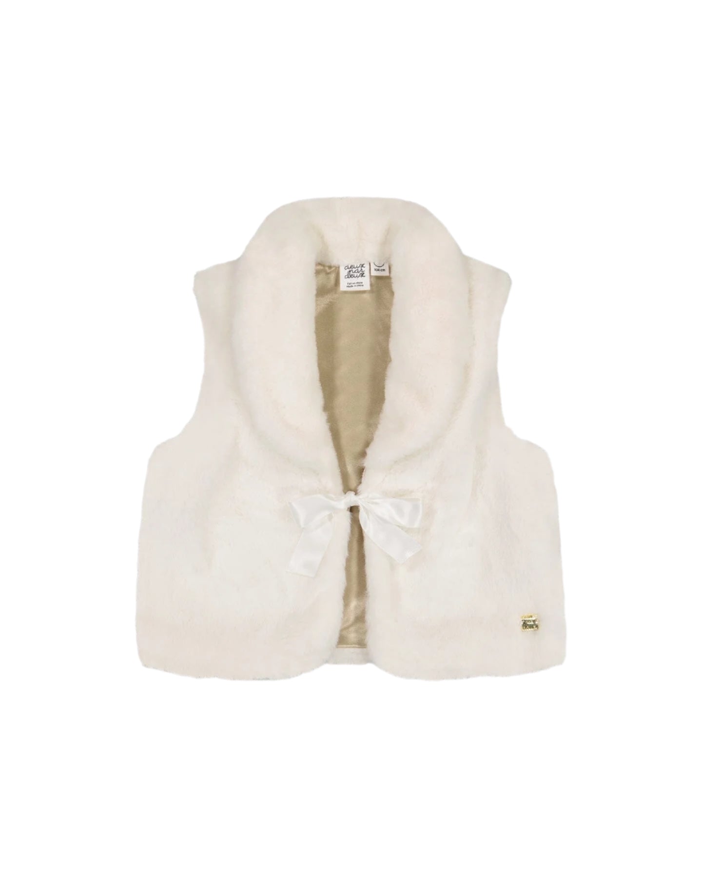 Deux Par Deux girls faux fur shawl collar vest