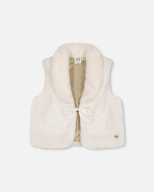 Deux Par Deux girls faux fur shawl collar vest