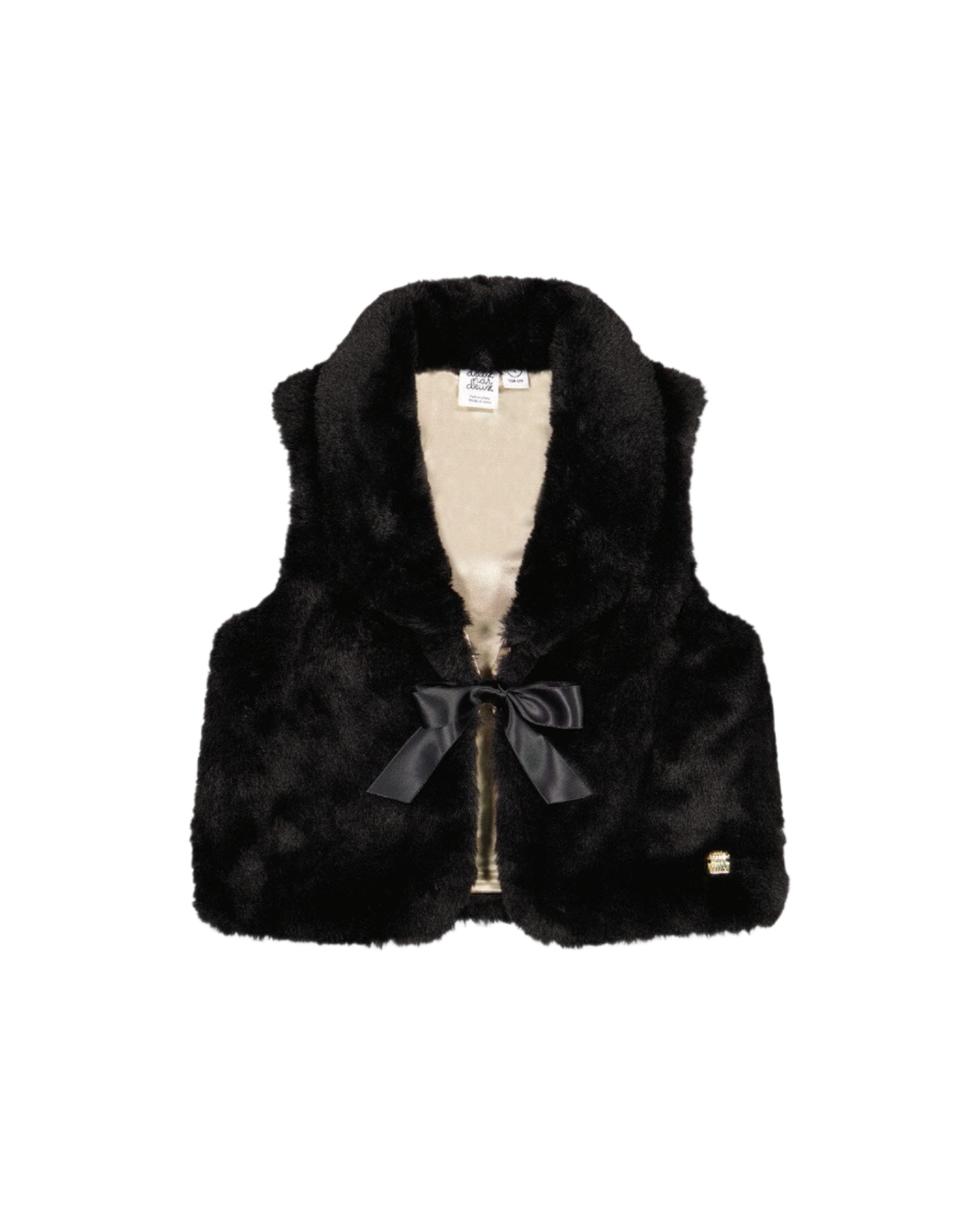 Deux Par Deux girls faux fur shawl collar vest