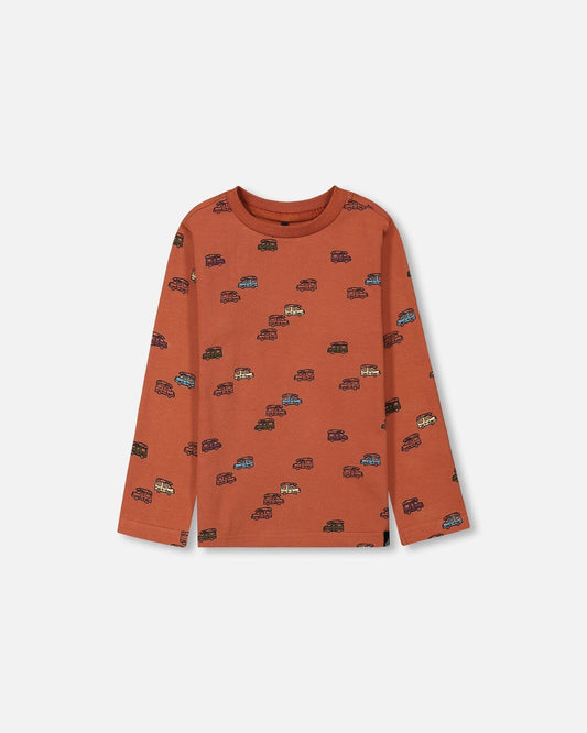 Deux Par Deux boys camper van print long sleeve tee