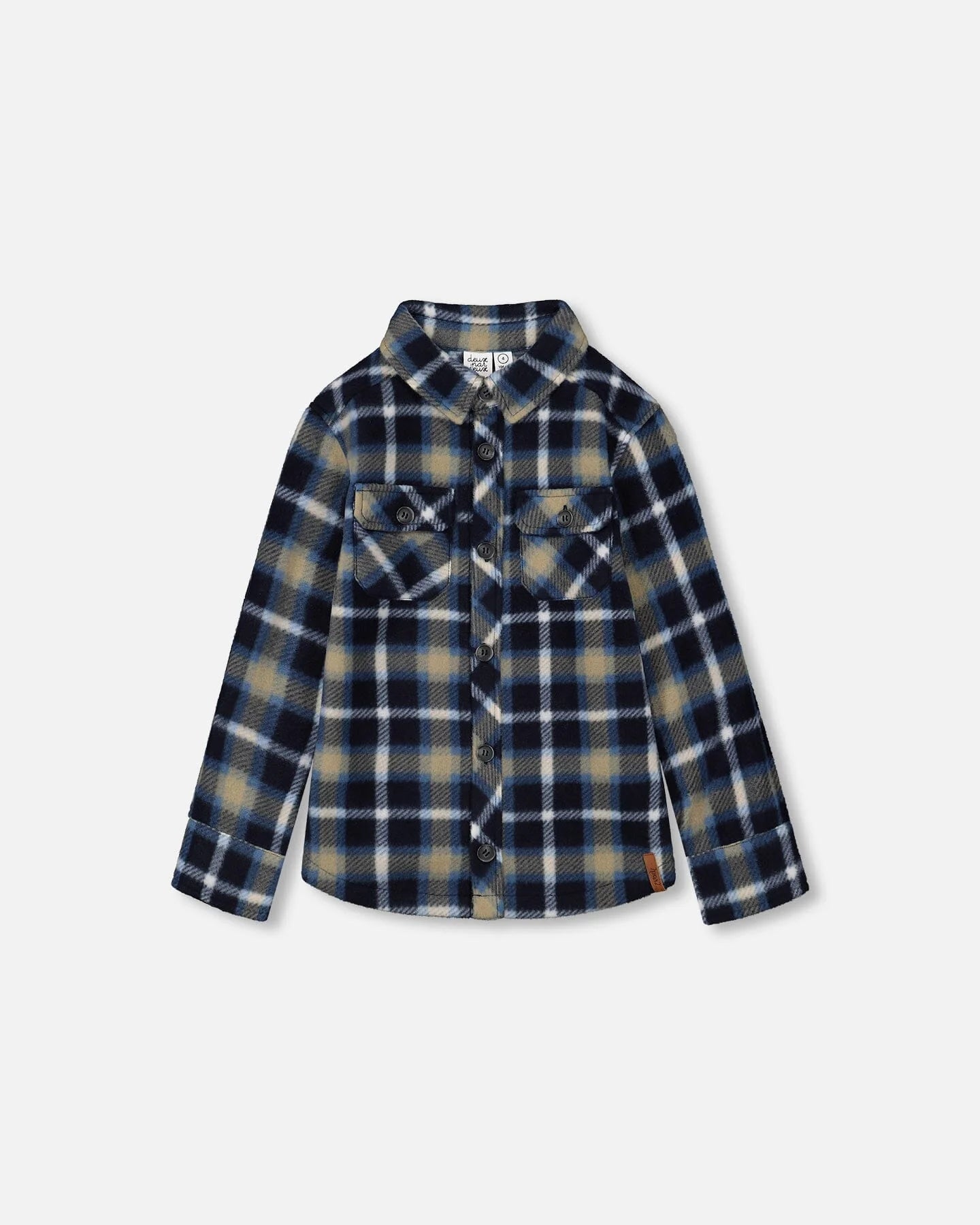 Deux Par Deux boys lightweight polar fleece plaid shirt