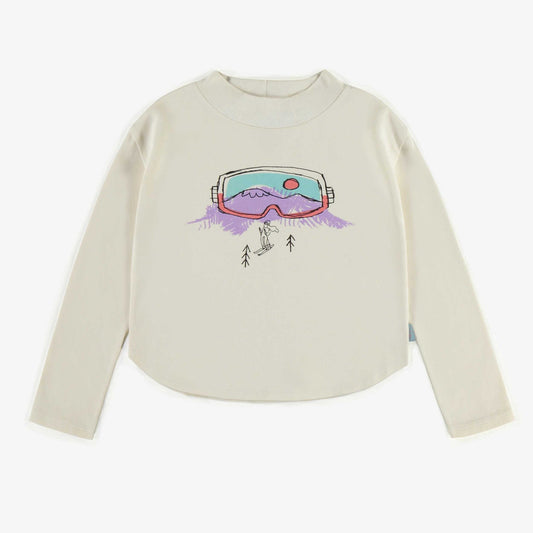 Souris Mini girls ski goggles graphic long sleeve tee