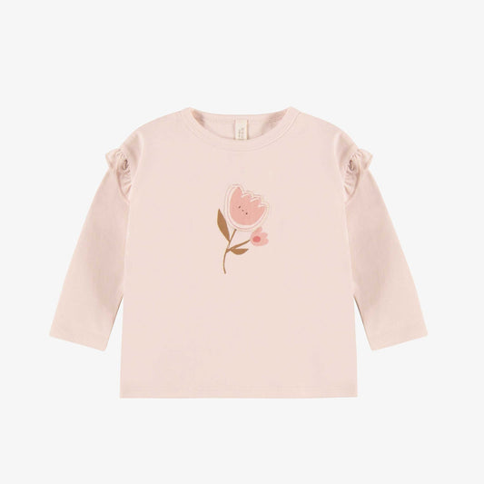 Souris Mini infant girl flower graphic long sleeve tee
