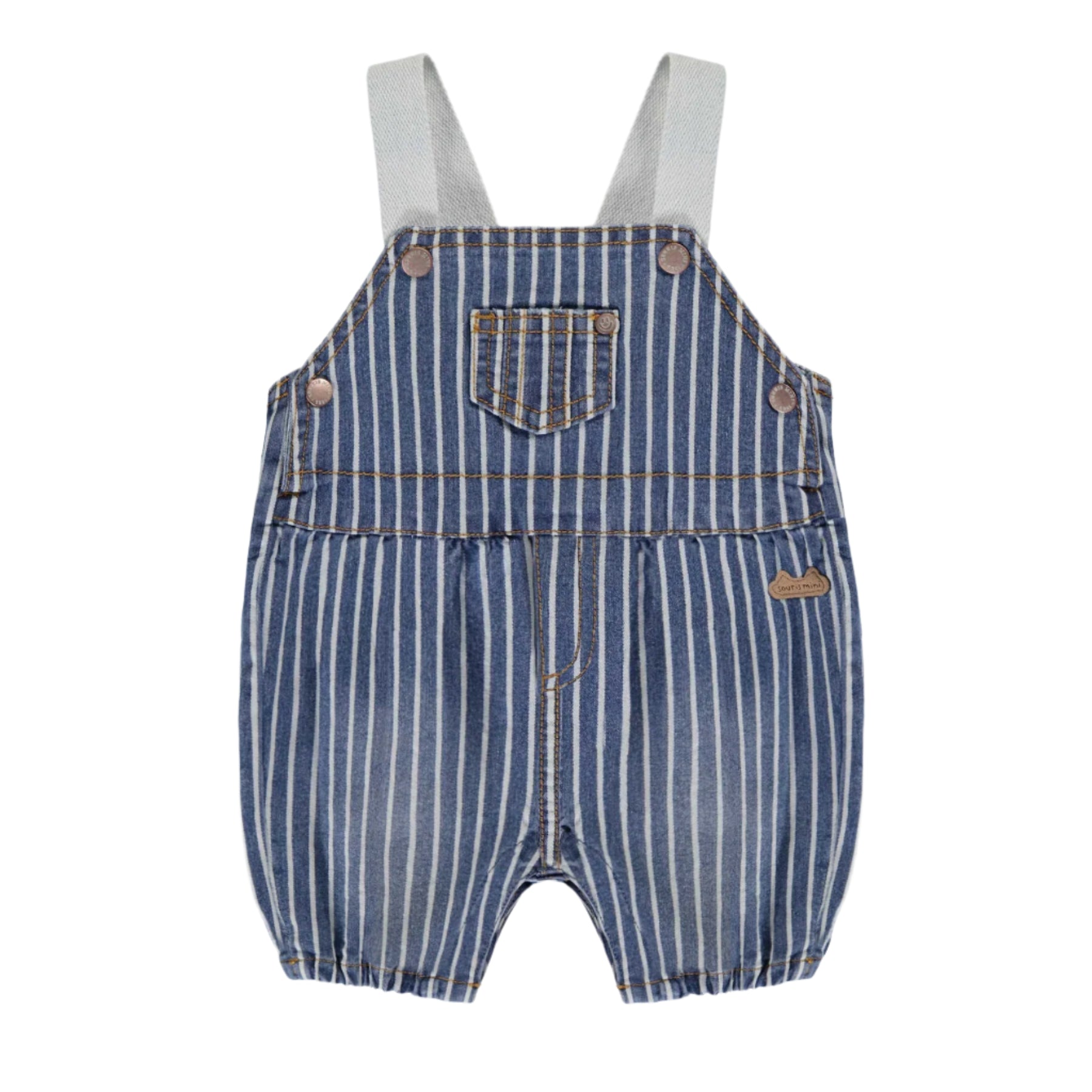 Souris Mini infant railroad stripe short overalls