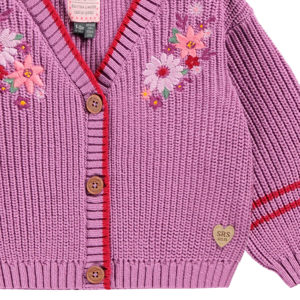 Souris Mini infant girl embroidered flower cardigan