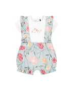 Deux Par Deux infant girl onesie & muslin shortall set