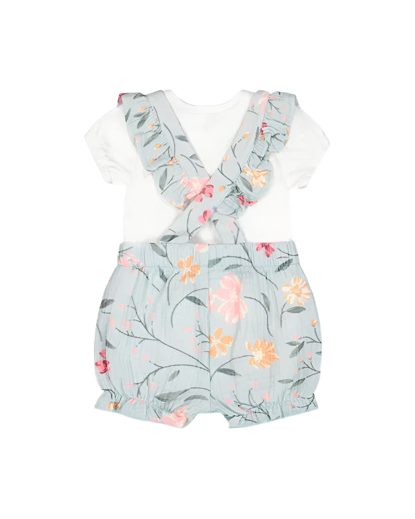 Deux Par Deux infant girl onesie & muslin shortall set