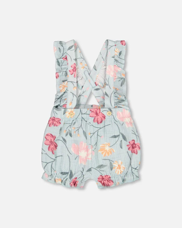 Deux Par Deux infant girl onesie & muslin shortall set