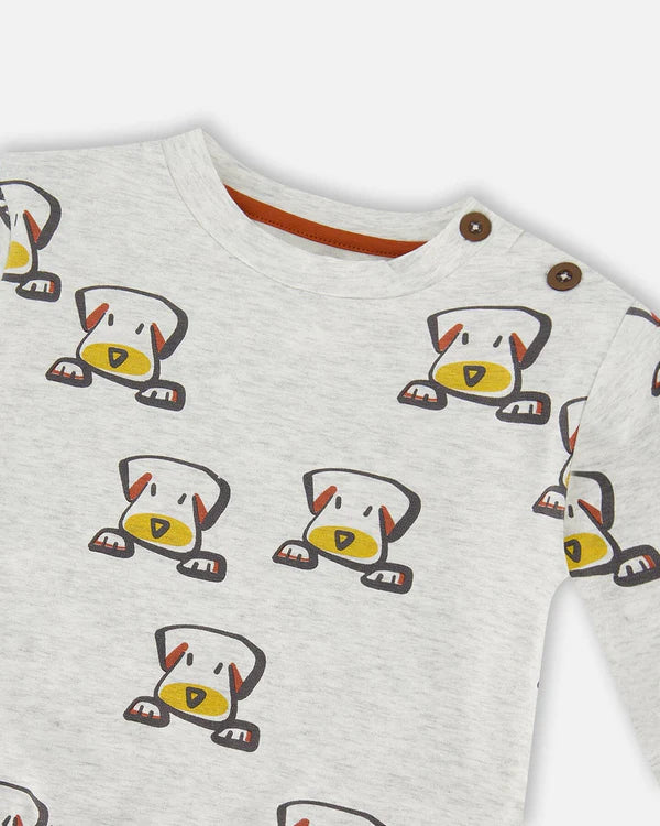 Deux Par Deux infant puppy print sweat set