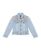 Deux Par Deux girls floral embroidered denim jacket
