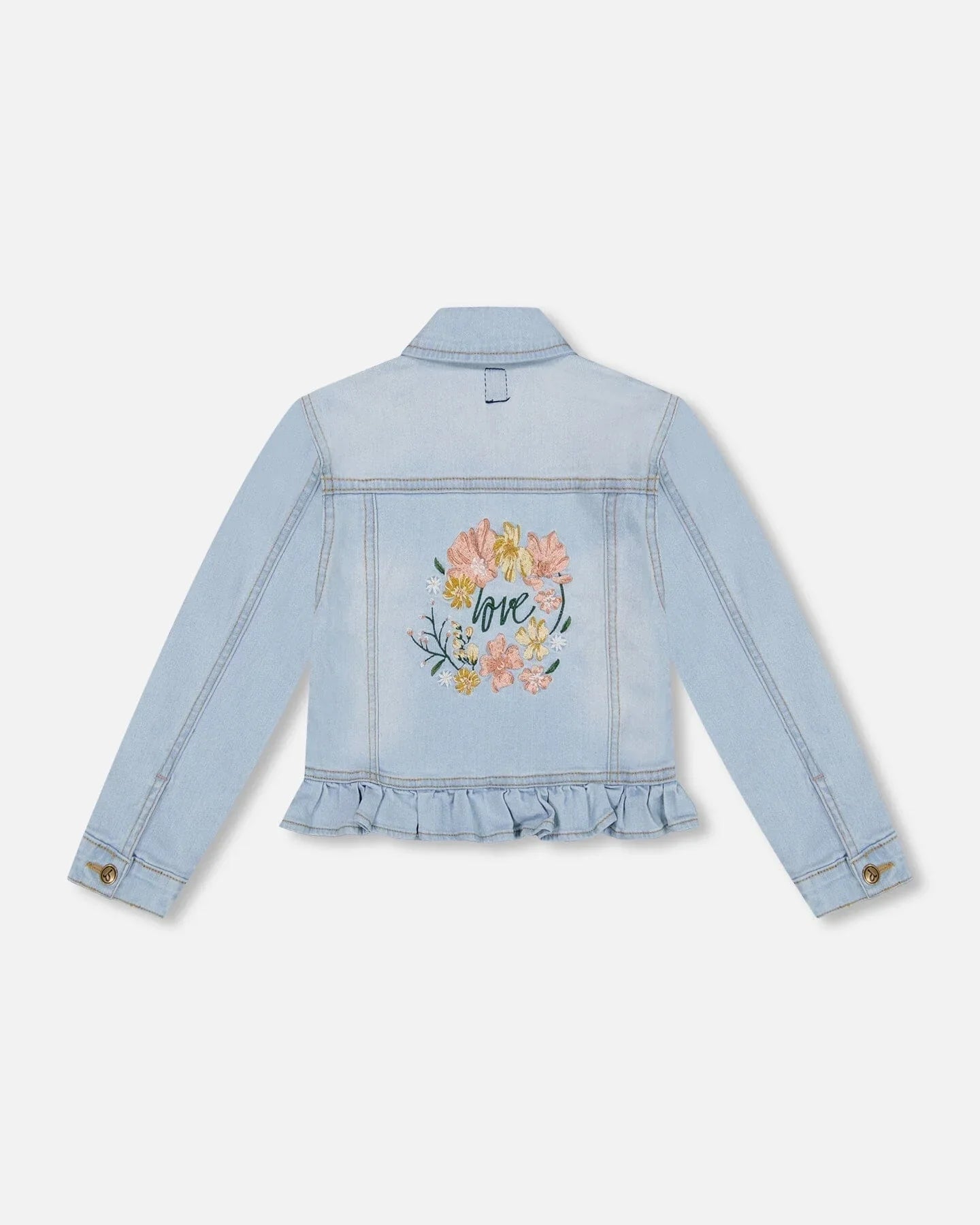 Deux Par Deux girls floral embroidered denim jacket