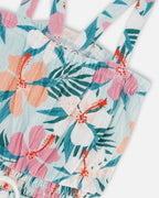 Deux Par Deux girls hibiscus crinkle romper